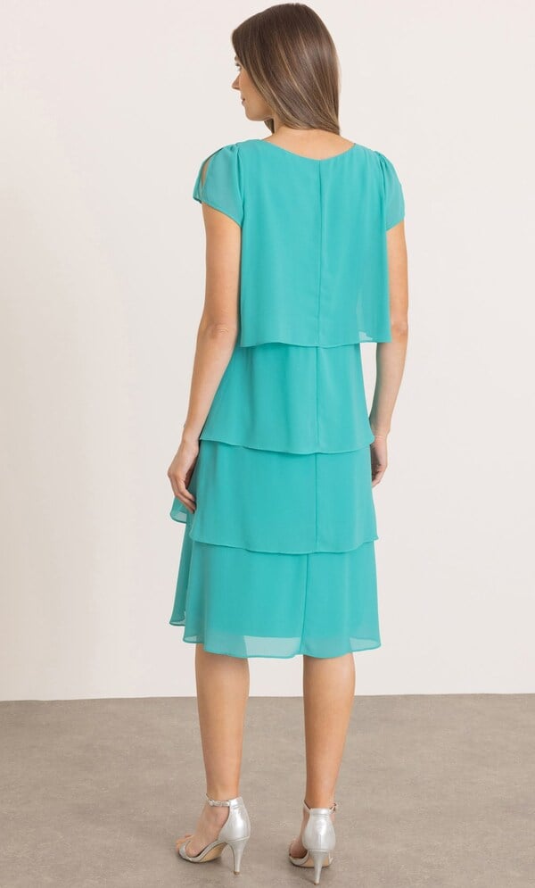 Embellished Layered Short Sleeve Dress