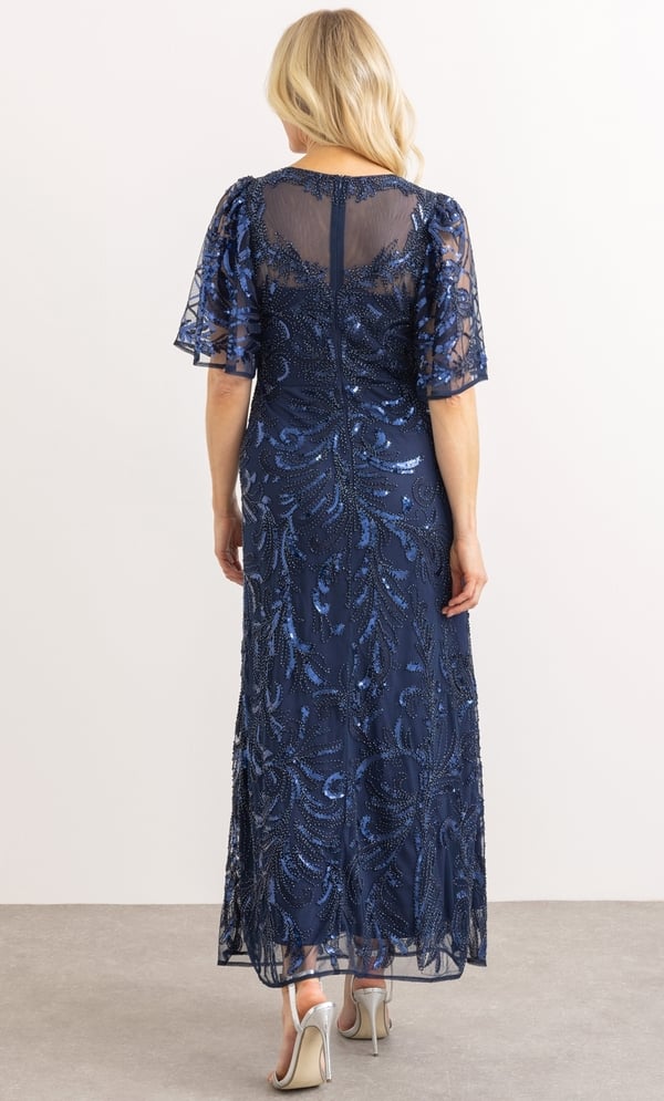 Embellished Wide Sleeve Mesh Maxi Dress
