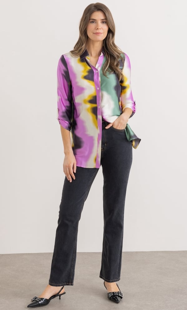 Printed Satin Look Blouse