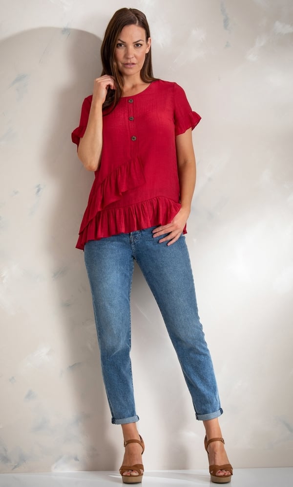 Frill Trim Short Sleeve Top