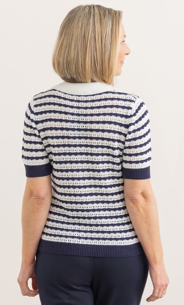 Anna Rose Stripe Crochet Knit Cardigan