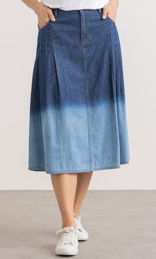 Dip Dye Cotton Denim Skirt