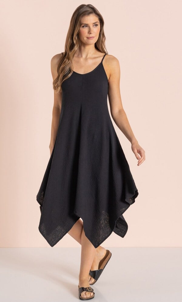 Dip Hem Cotton Strappy Dress