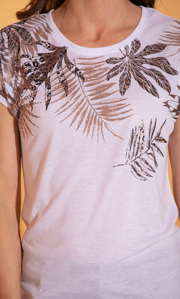 Foil Leaf Printed T Shirt