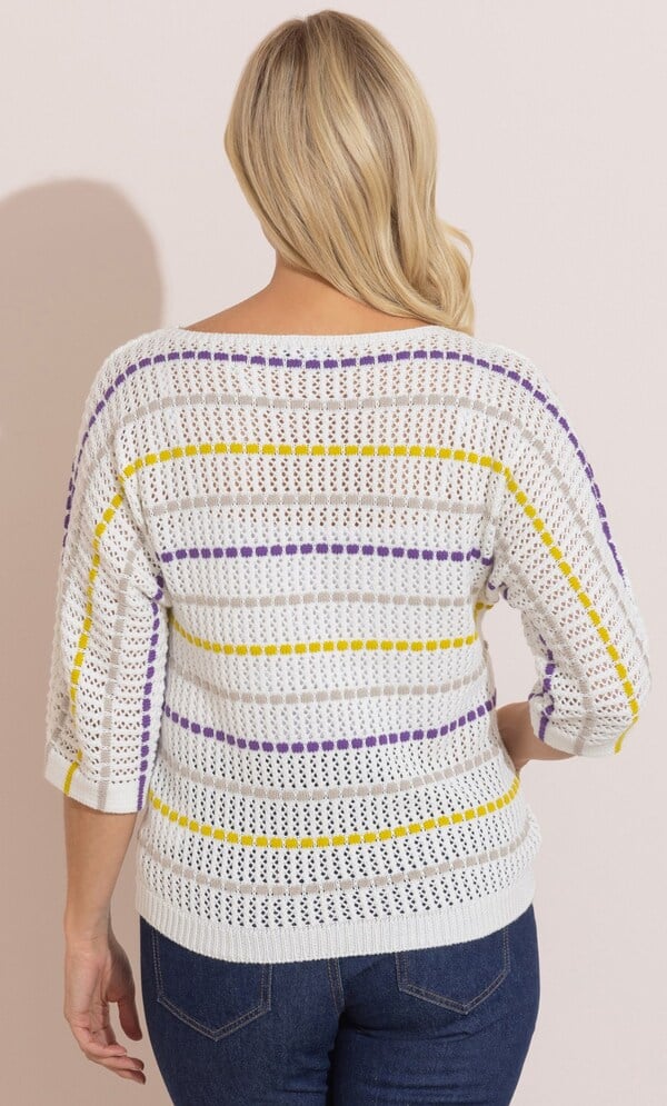 Striped Crochet Knit Jumper