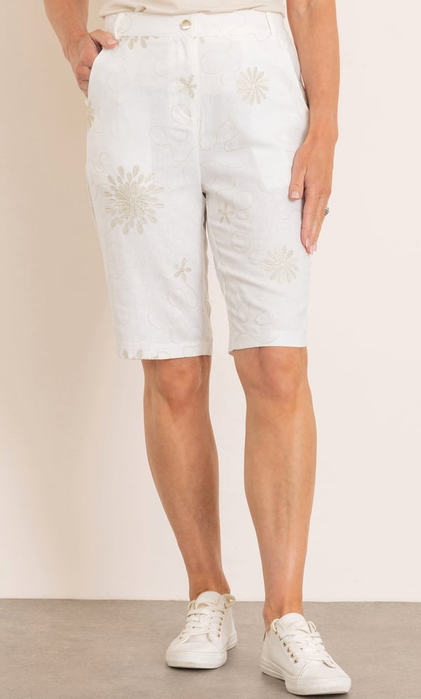 Anna Rose Embroidered Linen Blend Shorts