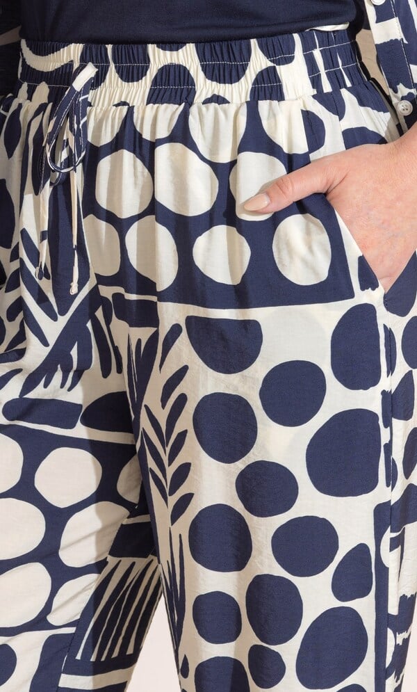 Anna Rose Spot Printed Wide Leg Pull On Trousers
