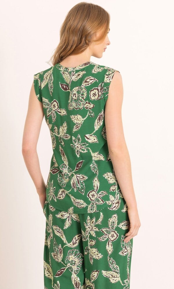 Botanical Print Sleeveless Top