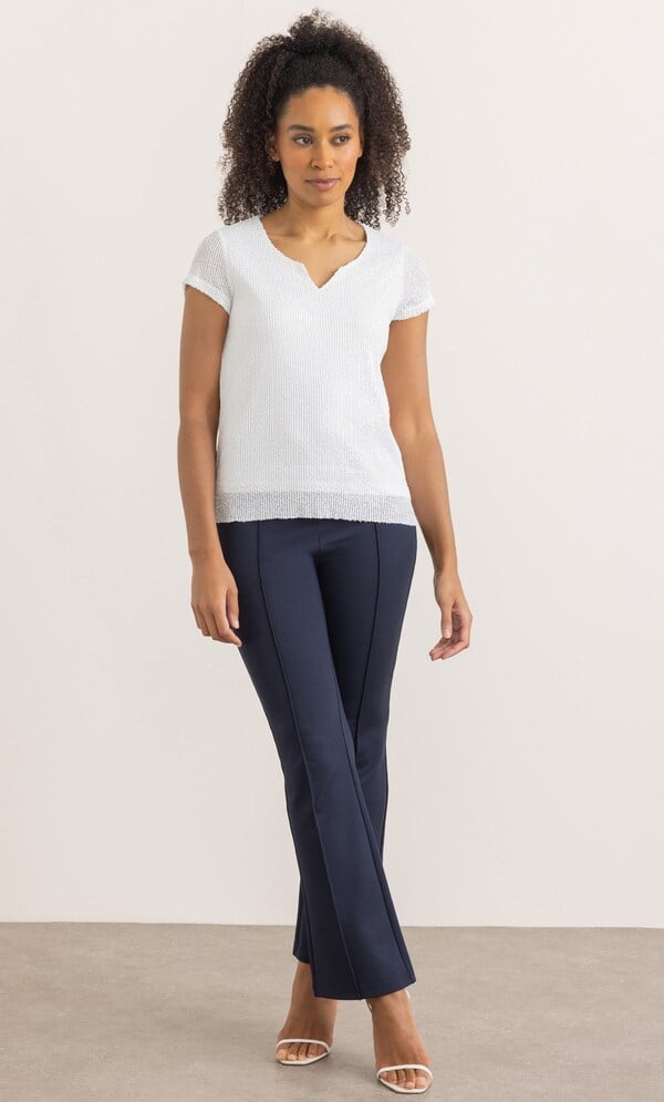 Short Sleeve Sequin Mesh Top