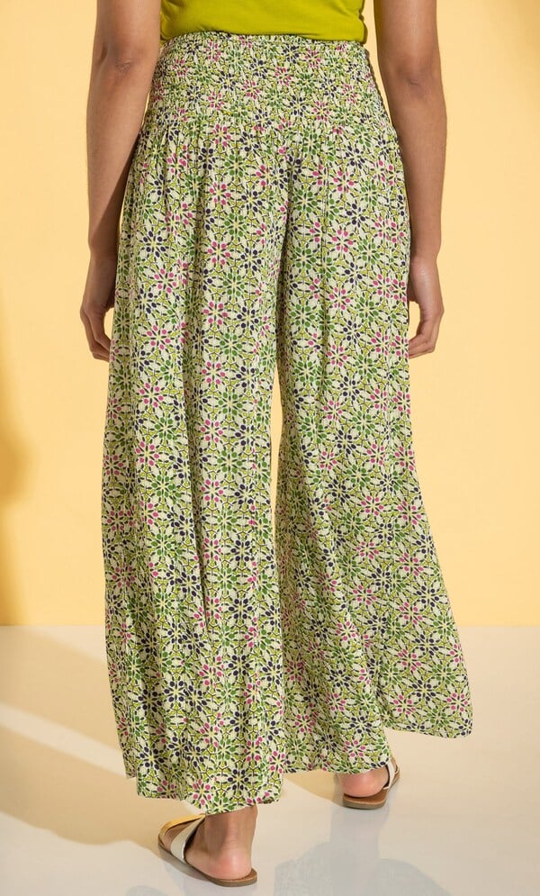 Printed Wide Leg Textured Palazzo Trousers