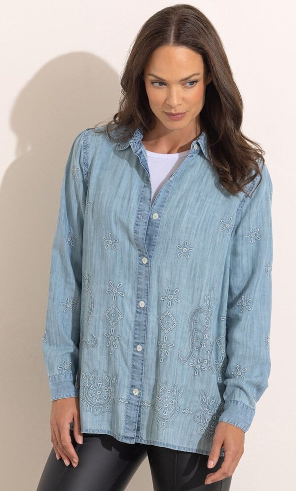 Embroidered Washed Cotton Shirt