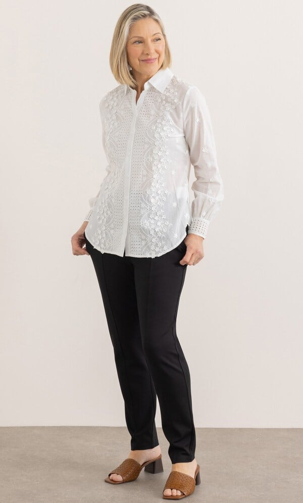 Anna Rose Embroidered Applique Cotton Blouse