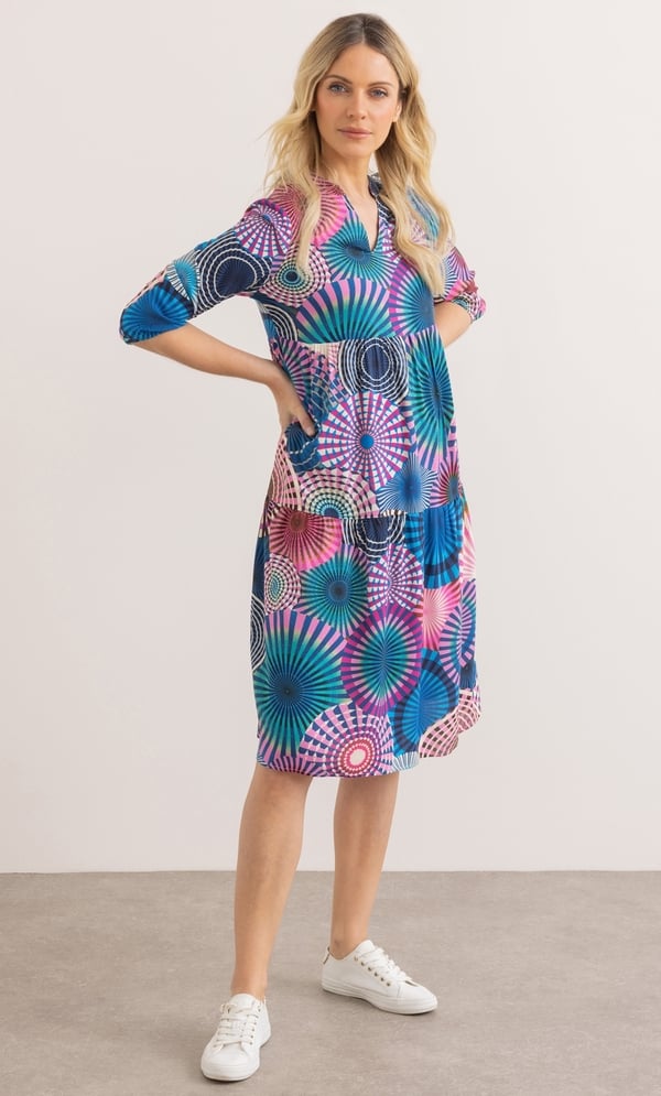 Circle Print Lightweight Relaxed Fit Dress