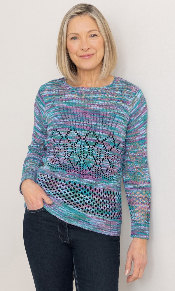 Anna Rose Open Knit Space Dye Jumper