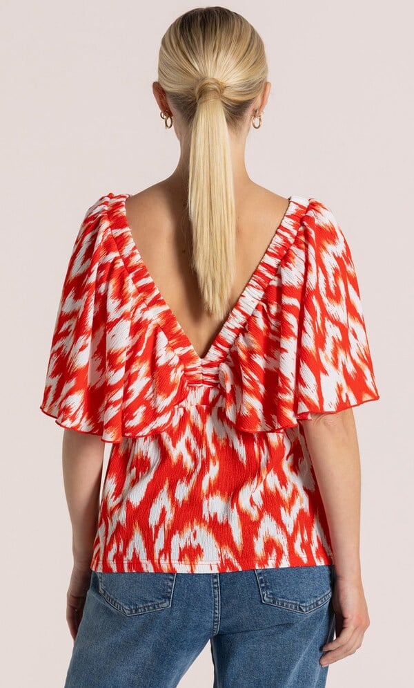 Printed V Neck Top