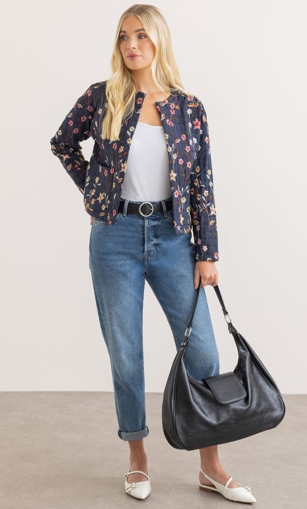 Floral Embroidered Quilted Jacket
