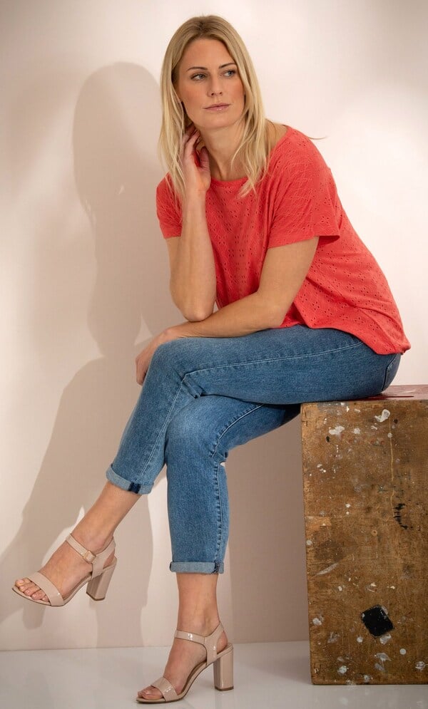 Textured Short Sleeve Jersey Top