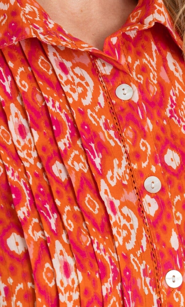 Sleeveless Printed Button Top