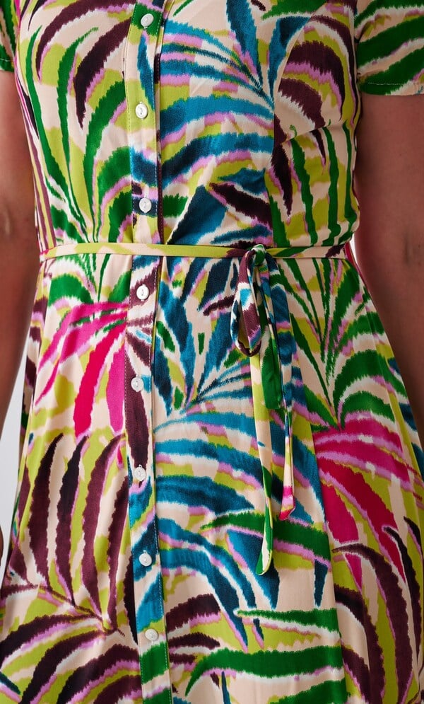 Anna Rose Leaf Printed Jersey Midi Dress