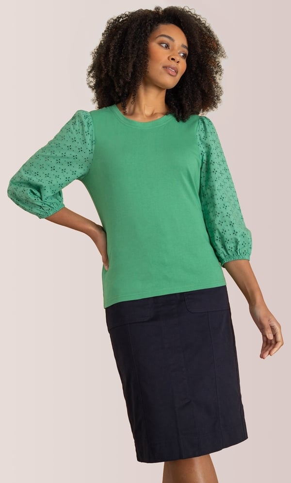 Broderie Anglaise Blouson Sleeve Top