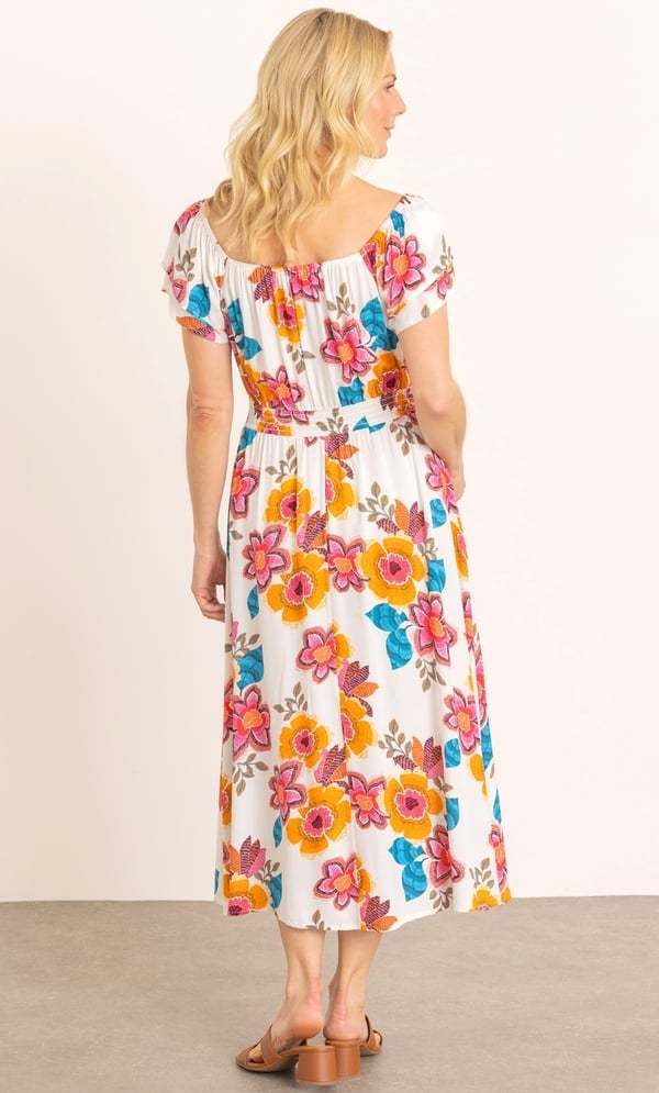 Floral Printed Bardot Midaxi Dress