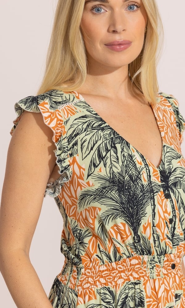Palm Tree Printed Maxi Dress