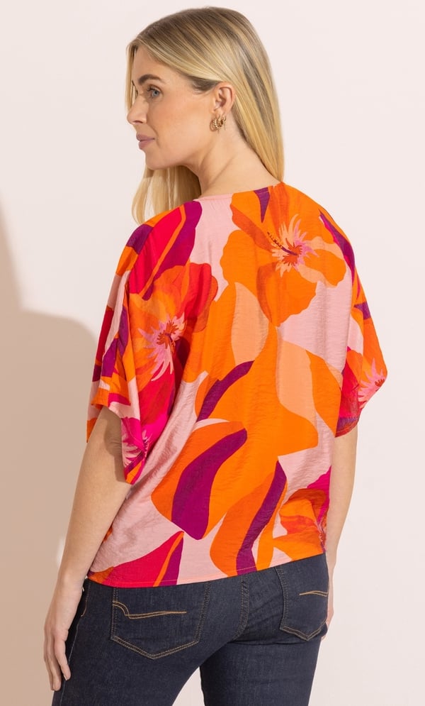 Bold Floral Printed Tie Front Top