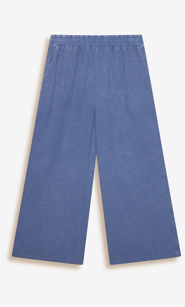 Wide Leg Cropped Cotton Trousers
