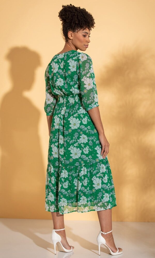 Floral Printed Chiffon Midaxi Dress