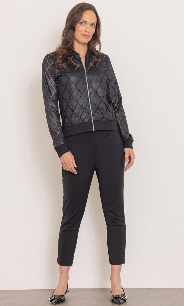 Diamond Pattern Bomber Jacket