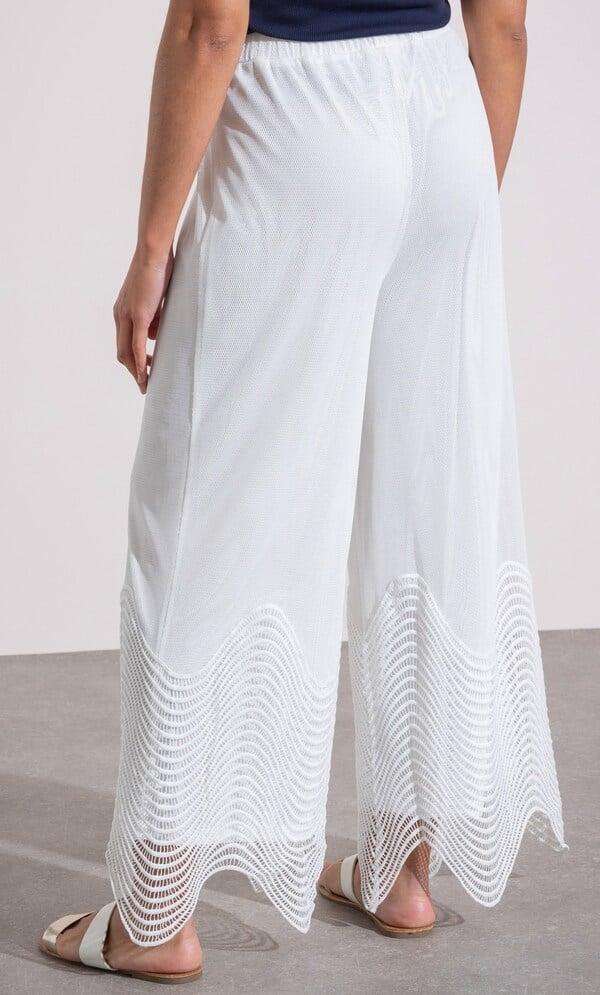 Wide Leg Pull On Mesh Trousers