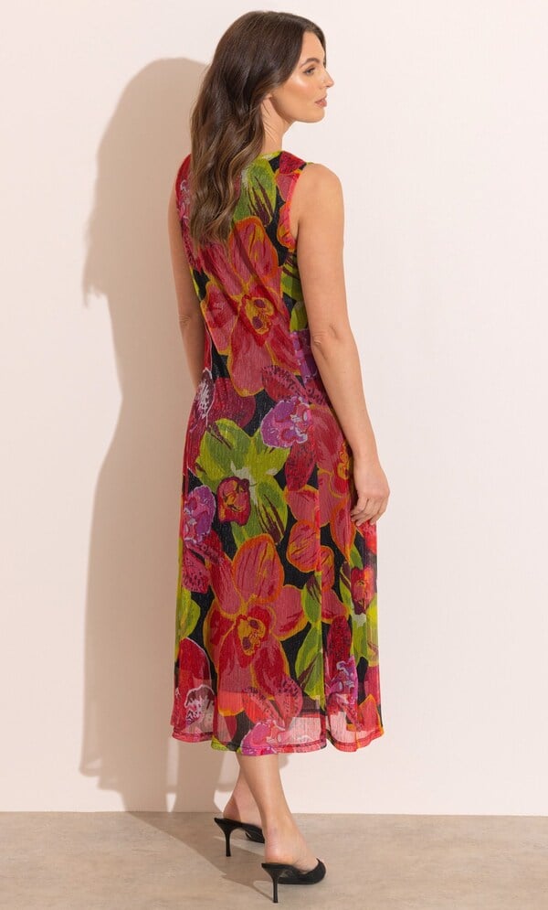 Floral Shimmer Midi Dress