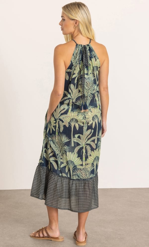 Botanical Printed Cotton Midi Dress