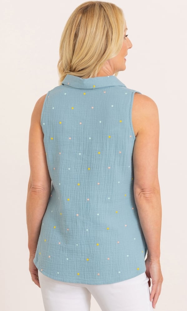 Anna Rose Embroidered Spot Cotton Top
