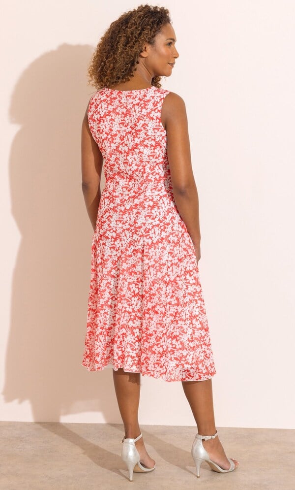 Anna Rose Floral Cowl Neck Shimmer Dress