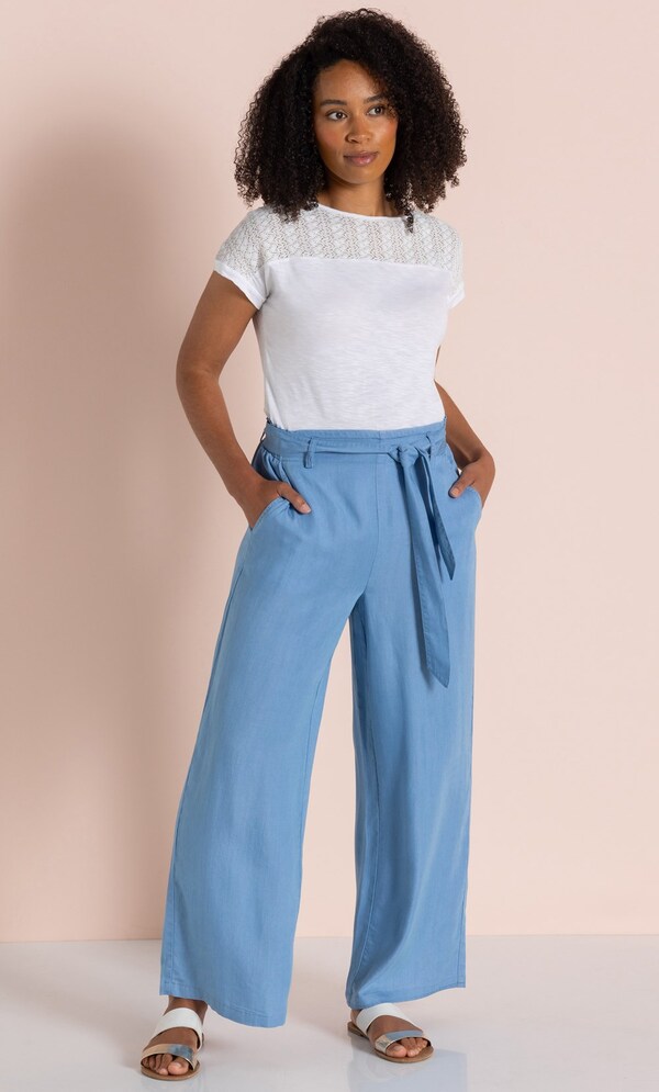 Wide Leg Pull On Trousers