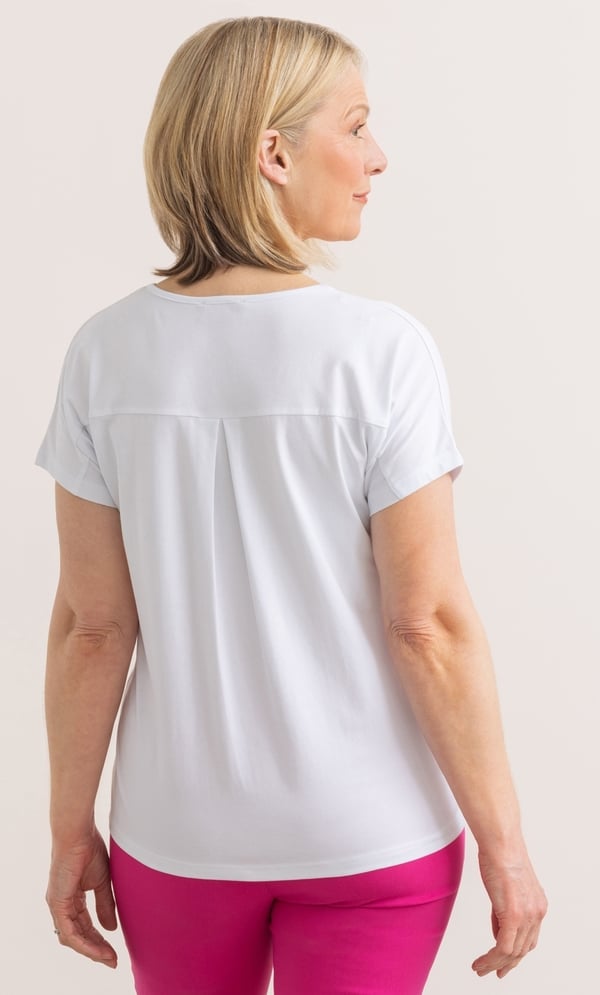 Anna Rose Embroidered Palm Tree Print Top