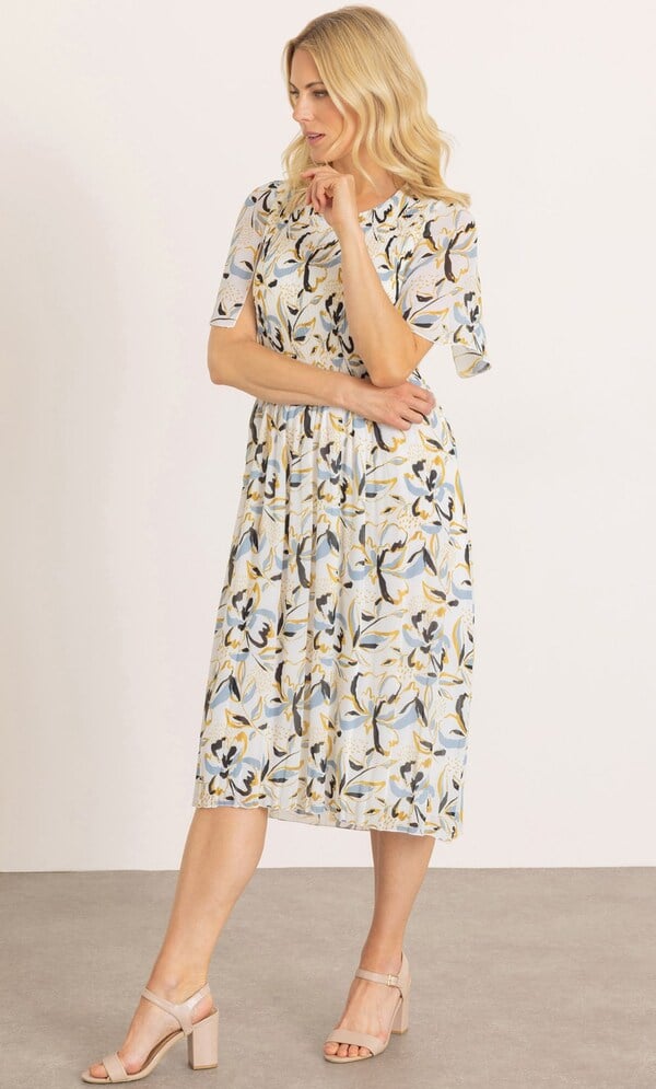 Floral Print Pleated Dress