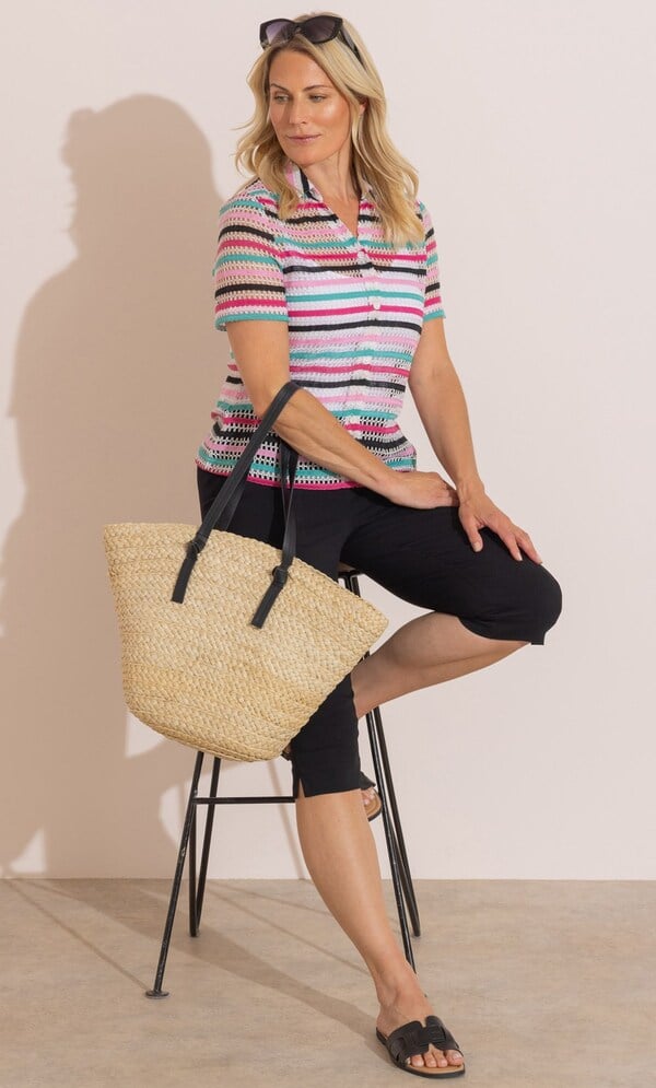 Anna Rose Striped Crochet Top
