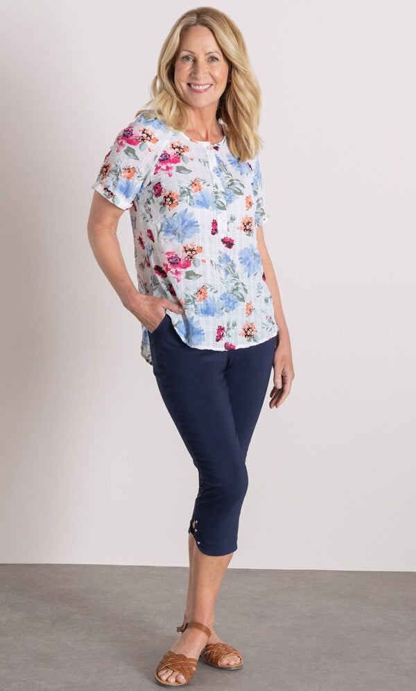 Anna Rose Floral Print Textured Top