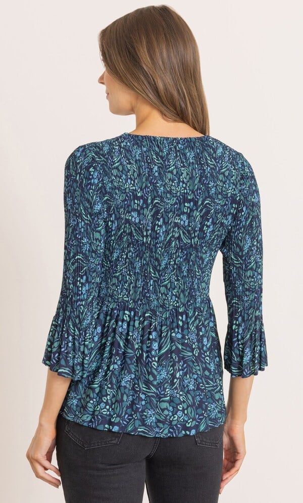 Botanical Print Pleated Top