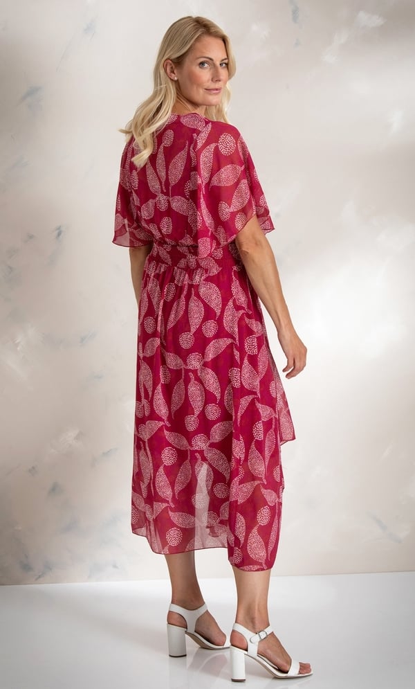 Printed Georgette V Neck Midi Dress