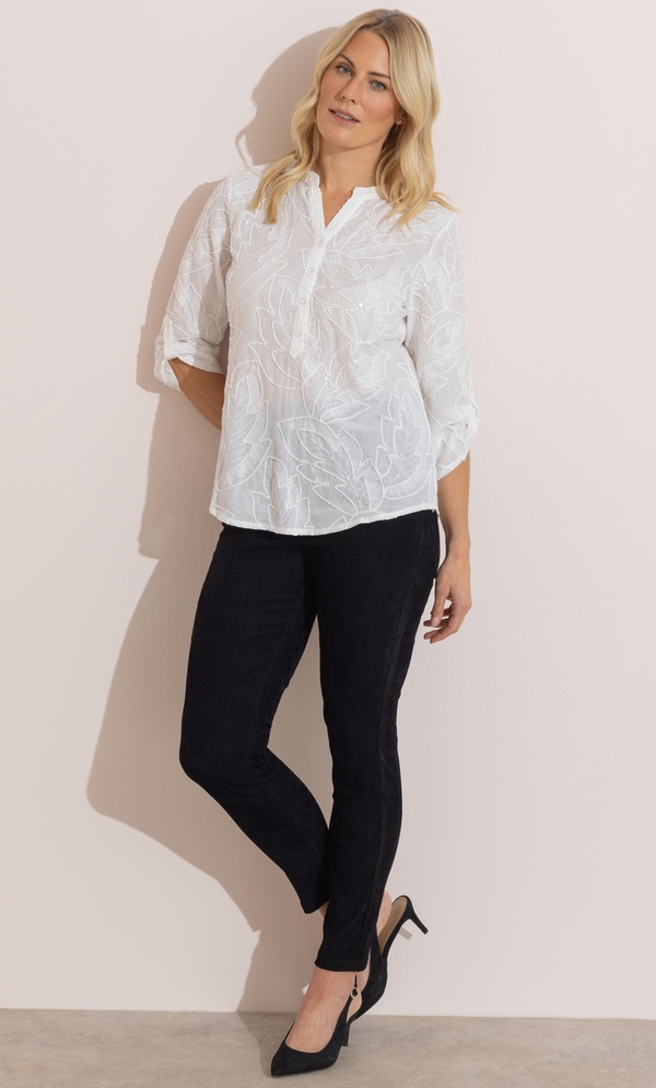 Anna Rose Embellished Cotton Blouse