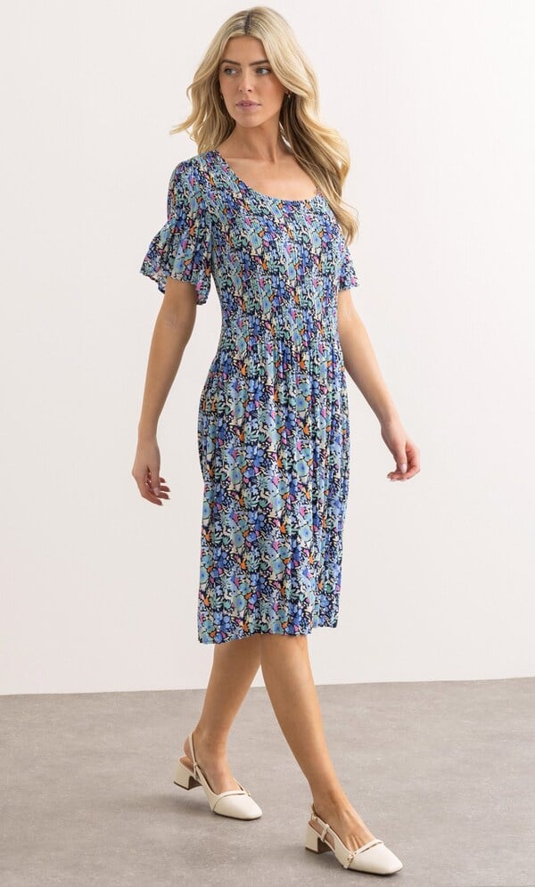 Floral Print Pleated Dress