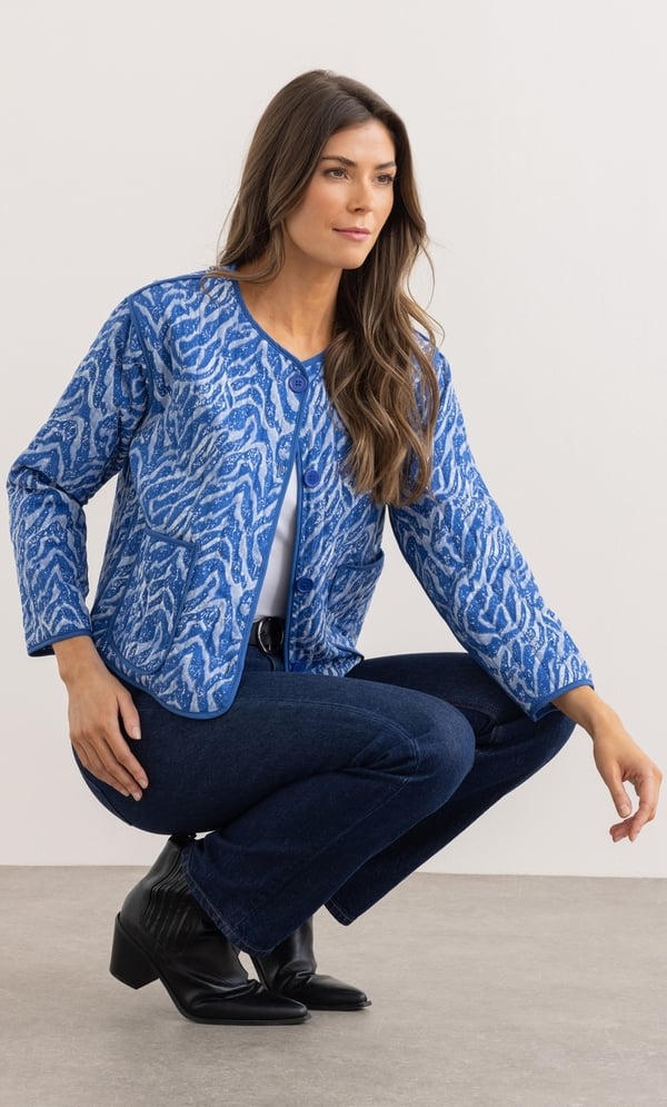 Printed Lightweight Quilted Boxy Jacket