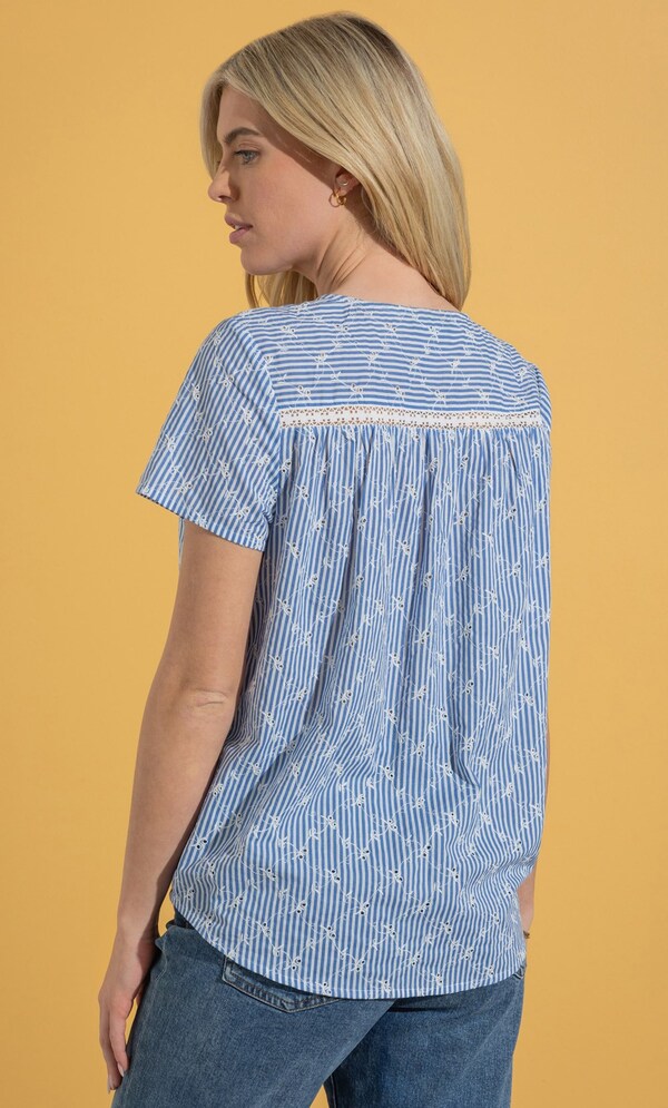Embroidered Stripe Top