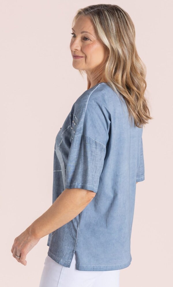 Anna Rose Embellished Linen Blend Top