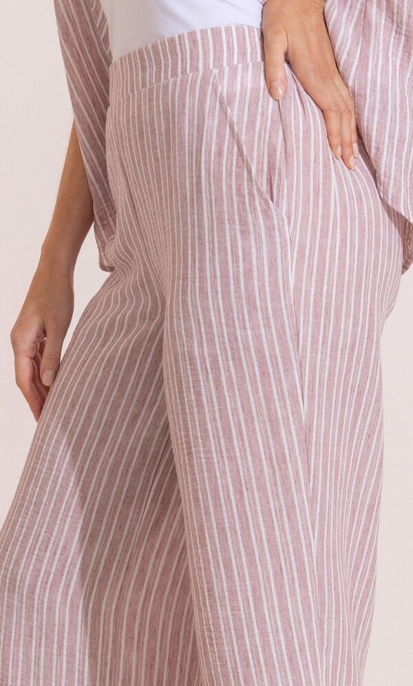 Striped Wide Leg Cropped Trousers