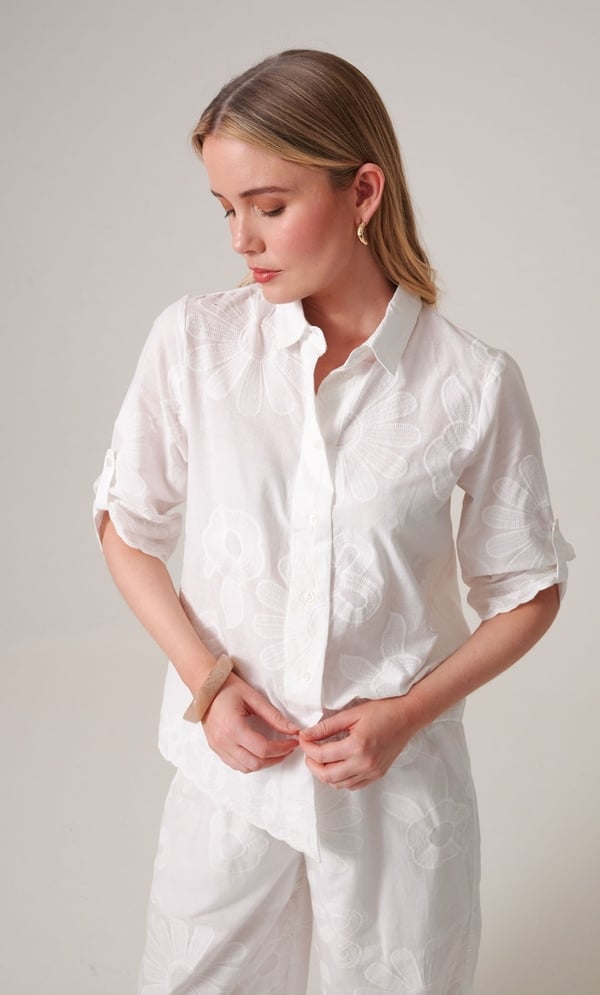 Embroidered Floral Cotton Blouse