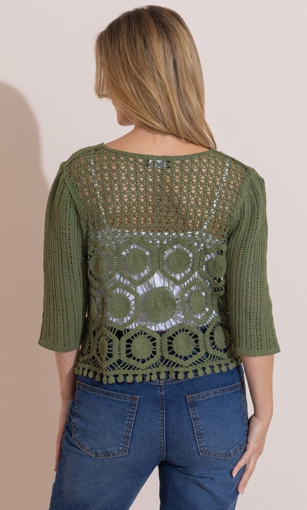 Tie Front Crochet Cardigan